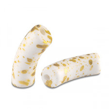 Acrylic Tube bead 34x11mm matt White-gold